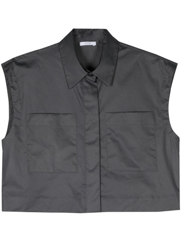 Peserico - sleeveless cropped shirt - women - Elastane/Cotton - 44 - Grey