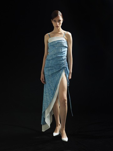 Denim Stitch Shirring Dress