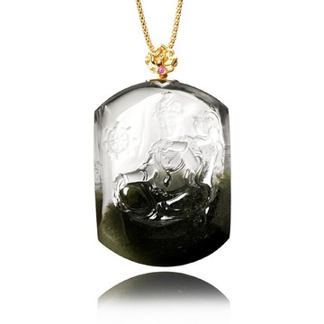 【正佳珠寶】綠幽靈 超頂級聚寶盆 如意輪觀世音菩薩 59.1g