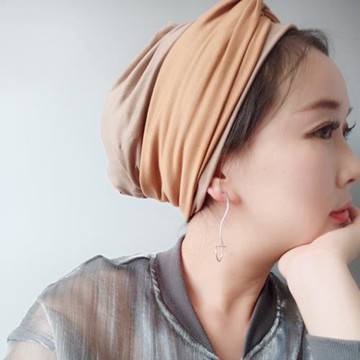 粉色黑色包頭帽 頭巾帽 寫真 明星帽  頭巾帽 莫代爾 發帶帽印