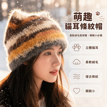 台灣出貨 雪花紗毛線 貓耳造型 DIY 材料包 手工鉤織體驗 冬季保暖頭飾 初學者適用 非成品套裝