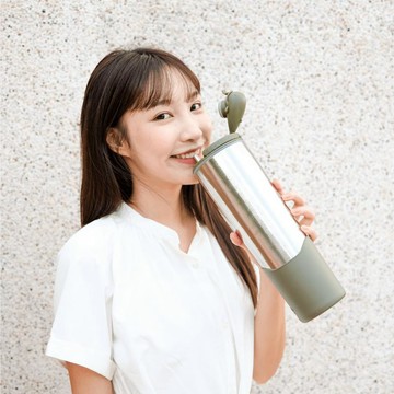 鈦好禮【獨家再贈細吸管＆手提袋】純鈦鯨魚杯2代1000ml 獨家組_粗+細吸管組合+手提袋 櫻花粉