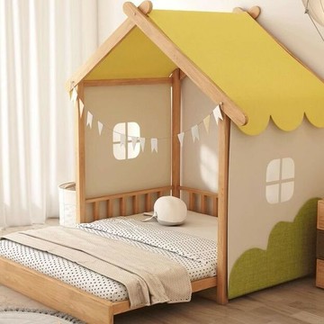 免運公司貨 樹屋床 兒童床 实木伸缩儿童床 女孩公主床 抽拉树屋床 男孩帐篷小木屋床 卧室单人床 可開發票 全館五折 工廠現貨直銷 新品特價 z11012