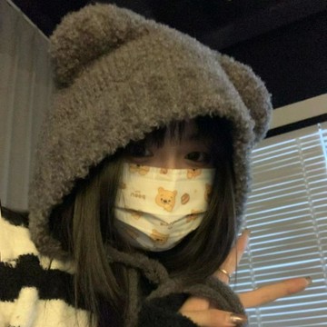 小熊毛線帽🔥帽子女秋冬針織帽子 百搭可愛 毛絨護耳保暖 日常逛街休閒穿著 冬日通勤俐落搭配 冬季出遊戶外造型 舒適包覆