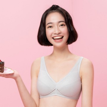 嬪婷-學生系列-有氧牛奶纖維 A-C罩杯少女無鋼圈內衣(跳躍灰) 學生三階段-保濕抑菌親膚