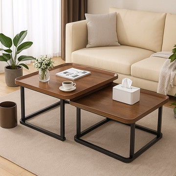 【AOTTO】簡約方形子母茶几組合-大+小(茶几 客聽桌 桌子 子母茶几 疊加)