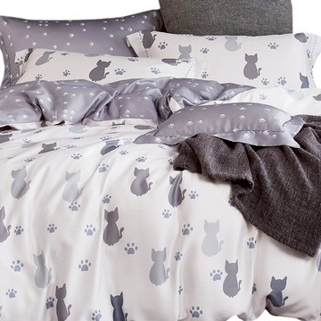 eyah 宜雅 100%萊賽爾天絲床包 + 枕套 仰星星 台灣製  單人  動物 灰色