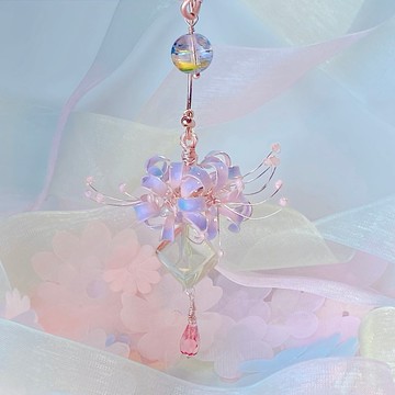 大大顆夢幻彼岸花球 彩繪玻璃珠 撞色療癒系耳環 無痛耳夾/耳針