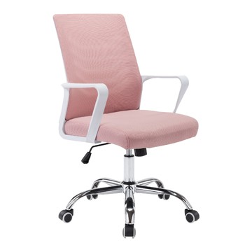 E-home Baez貝茲扶手半網可調式電腦椅 可調高度 透氣舒適 辦公學習皆宜  58.5 x 53 x 91.5~101.5cm  粉紅色