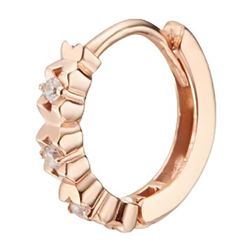 戈德里亞 女款 14K 葉片鑲鑽耳環 + 購物袋  粉紅金