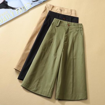 女士闊腿休閑褲女夏2025新款高腰顯瘦寬松百搭七分褲夏季薄款褲子