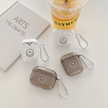 彩繪笑臉透適用於airpods4代保護套蘋果airpods3耳機透黑色耳機殼