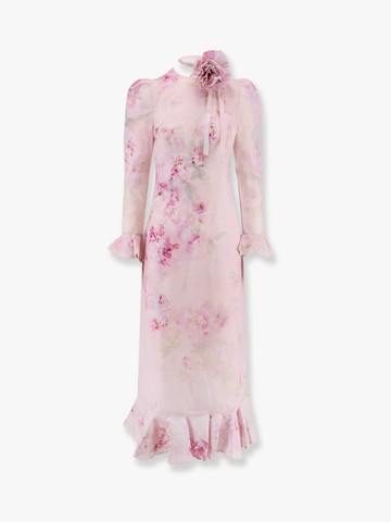 Linen and silk dress with floral print - ZIMMERMANN - gender_Woman