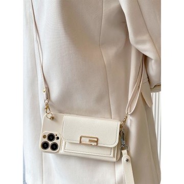 潮牌回字扣零錢包適用iphone17promax蘋果16pro手機殼13可背帶15pro斜挎掛繩14皮質xs/8plus軟12簡約11全包套