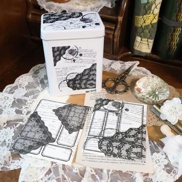 復古風．黑色貼紙鐵盒組