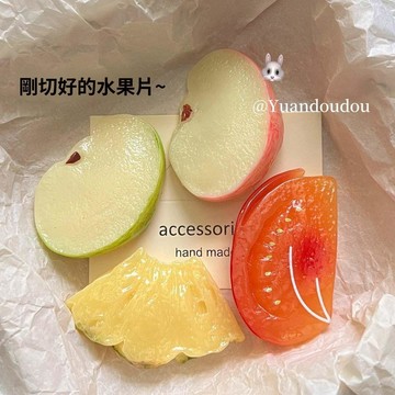 🥇隔日達出💎青蘋果片髮夾可愛趣味髮飾學生側邊劉海夾搞怪髮卡鴨嘴夾髮飾頭飾