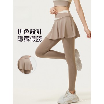 台灣现貨 假兩件 防走光隱藏假胯 女生彈力褲 壓縮褲 韻律服 瑜伽褲 高腰瑜伽褲 健身褲 打底褲 運動褲 鯊魚褲 蜜桃臀