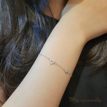 【焦糖小姐 Ms caramelo】925純銀 愛心鋯石手鍊