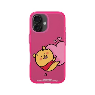iPhone 16 Clear 粉漾桃 - 迪士尼-小熊維尼 Disney Winnie The Pooh - 插畫家系列(Nagano) - 愛心抱緊緊