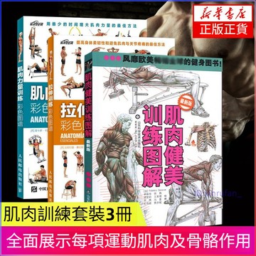 正版3冊🔥肌肉健美訓練圖解 拉伸訓練彩色圖譜 肌肉力量訓練彩色圖譜 拉伸運動健身書籍