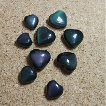 【御金坊手作材料】彩曜石 心型彩曜石 6A彩曜石 水晶 黑曜石 彩曜散珠 散珠 DIY材料