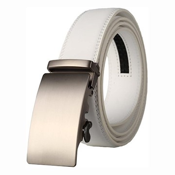 男無皮帶孔休閒白色皮帶