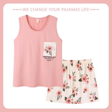 2025年背心睡衣女夏季純棉無袖薄款兩件套裝大碼家居服網紅風夏天
