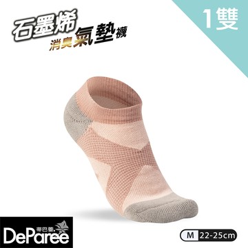 【蒂巴蕾】足科-石墨烯消臭氣墊踝襪 M(交叉)-珊瑚紅色