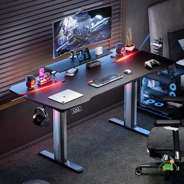 免運/附發票 新品電競桌 燈光碳纖維電腦桌 電動升降桌 電競桌 臺式電腦桌 家用異形電競桌 遊戲桌工廠現貨直銷 售後保障 全館免運 店長推薦 6k16