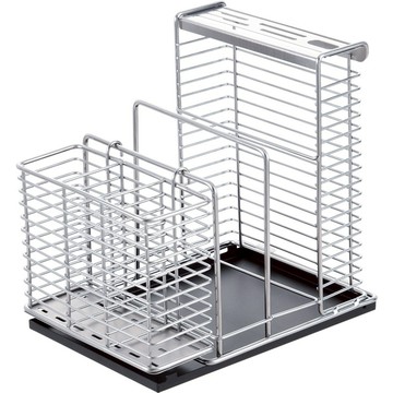 【SV61195】免安裝 304不銹鋼廚房刀架 帶接水盤 置物架 筷子籠 一體砧板架 廚房家用收納架