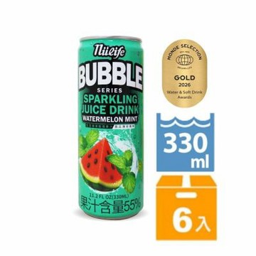生活泡沫氣泡果汁西瓜薄荷330ml(6入/組)