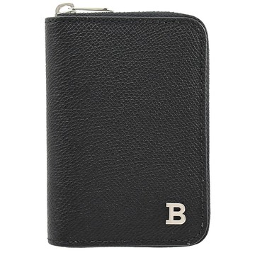 BALLY 6301155 BIVY 金屬LOGO防刮拉鍊卡片零錢包.黑