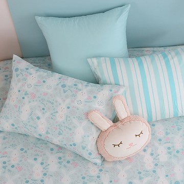鴻宇 枕套2入 眠眠兔藍 300織 美國棉授權品牌 台灣製2225