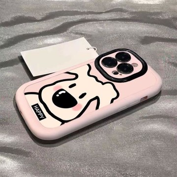 小狗粉色個性鏡頭全包硅膠蘋果
