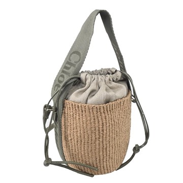 [平輸版]Chloe Woody Basket 草編水桶包(小號/墨綠)真品平輸