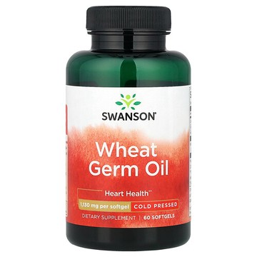 Swanson Vitamins, 小麥胚芽油，冷榨，1,130 毫克，60 粒軟膠囊
