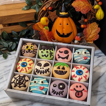 【萬聖節禮盒】萬聖派對 手工彩繪12入法式馬卡龍緞帶禮盒