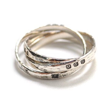 日本AMP JAPAN灰姑娘歌詞復古三環925銀戒指日本製17AJK-251