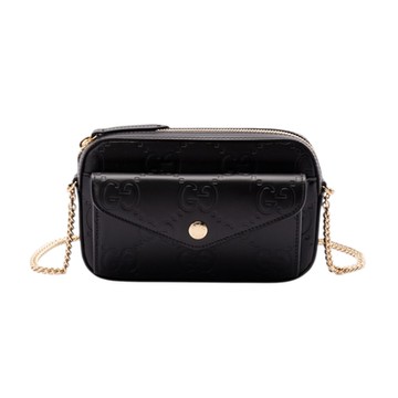 GUCCI 古馳 GG Super Mini 迷你 皮革 鍊條 肩背包 黑色 781554