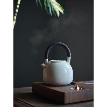 微瑕白陶泥電陶爐煮茶水壺日式功夫茶具耐火炭爐大號提梁煮茶器