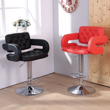 2入 歐風菱格皮面高吧椅 吧檯椅 吧台椅 美容椅LOS-228 休閒椅紅2入