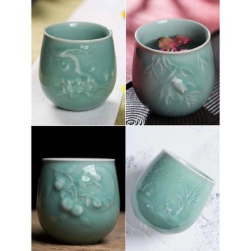 大容量咖啡杯春夏秋冬四季茶杯套裝青瓷手握杯喬遷新居杯子禮盒