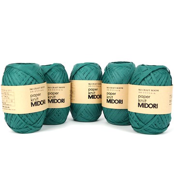 YEONIL Midori 紙製編織線套裝 211 孔雀綠色 78公尺  5捲