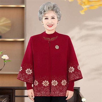 【米蘭精品】現貨+預購 高級針織衫上衣秋冬毛衣開衫寬鬆大碼休閒女裝媽媽裝-中國風兩件套女外套4色74mo54