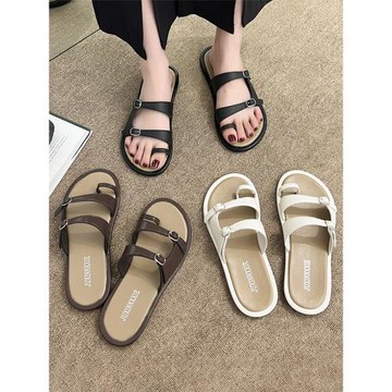 法式軟底拖鞋女夏外穿2025年新款時尚百搭休閑平底套趾沙灘涼拖鞋