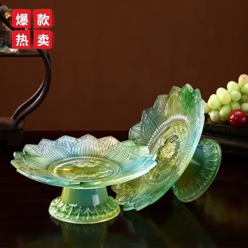 琉璃供盤佛前家用上供蓮花供果盤供佛家用供果果盤供奉貢盤水果盤