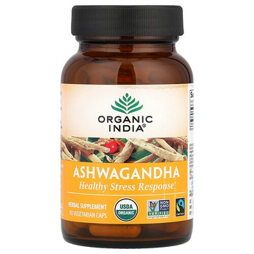 Organic India, 南非醉茄，90 粒素食膠囊（每粒 400 毫克）