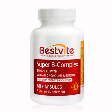 【Bestvite】必賜力超級維他命B群膠囊1瓶(60顆) 維他命B1/B2/B3/B6/B12/生物素/葉酸/維他命C