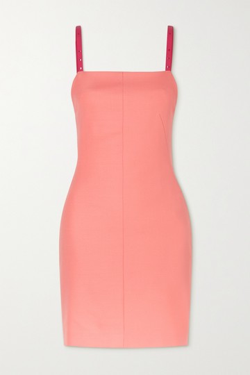 Off-White - Open-back Leather-trimmed Twill Mini Dress - Pink - IT36