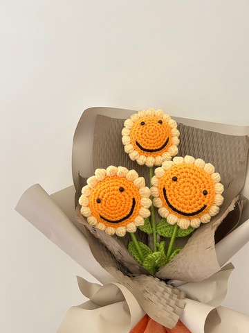 【關於花藝 │開心向日葵針織花束】 針織花 向日葵花束